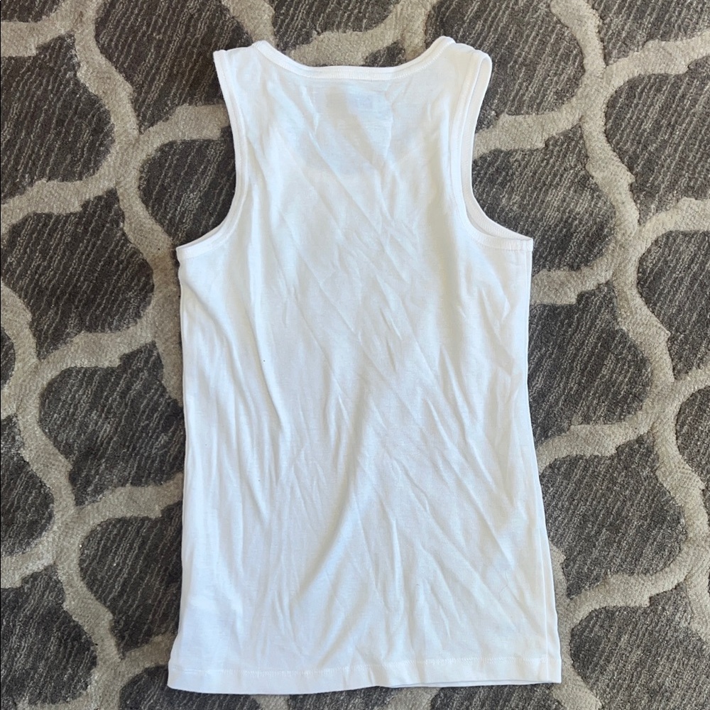 CHANEL inspired White Tank Top with Black CC Logo - Picture 3 of 3